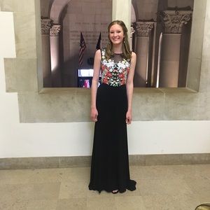 Black floral prom dress